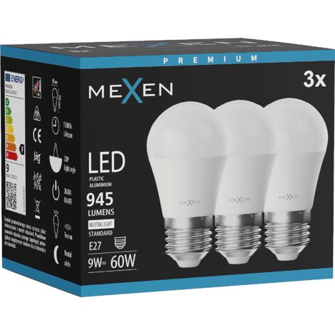 Mexen Nova 3x Ampoule LED E27, G45, 9W, Neutre - 4000K, 945 lm - L101-E27-0940-01x03