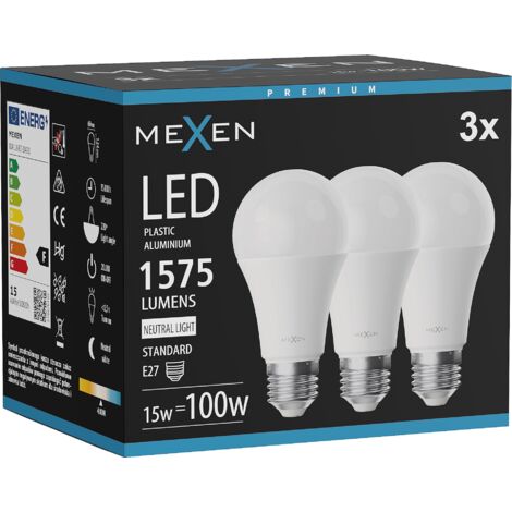 Mexen Nova 3x LED-Glühbirne E27, A60, 15W, Neutral - 4000K, 1575 lm - L100-E27-1540-01x03