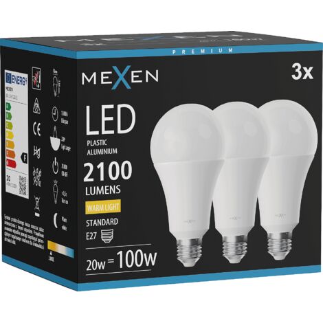 Mexen Nova 3x LED-Glühbirne E27, A70, 20W, Warm - 3000K, 2100 lm - L100-E27-2030-01x03