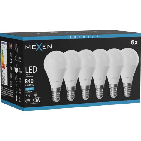 Mexen Nova 6x Ampoule LED E14, G45, 8W, Froid - 6500K, 840 lm - L101-E14-0865-01x06
