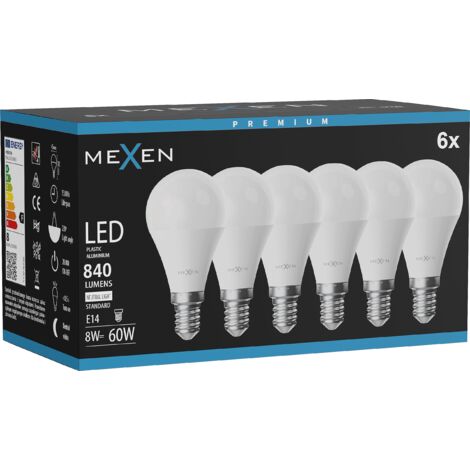 Mexen Nova 6x Ampoule LED E14, G45, 8W, Neutre - 4000K, 840 lm - L101-E14-0840-01x06