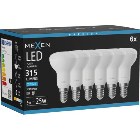 Mexen Nova 6x Ampoule LED E14, R50, 3W, Froid - 6500K, 315 lm - L103-E14-0365-01x06