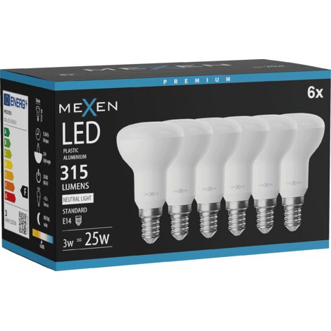 Mexen Nova 6x Ampoule LED E14, R50, 3W, Neutre - 4000K, 315 lm - L103-E14-0340-01x06