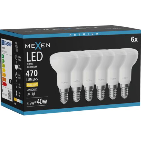Mexen Nova 6x Ampoule LED E14, R50, 4,5W, Chaude - 3000K, 470 lm - L103-E14-0530-01x06