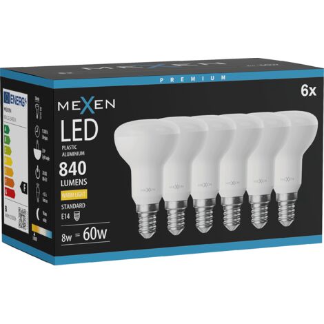 Mexen Nova 6x Ampoule LED E14, R50, 8W, Chaude - 3000K, 840 lm - L103-E14-0830-01x06