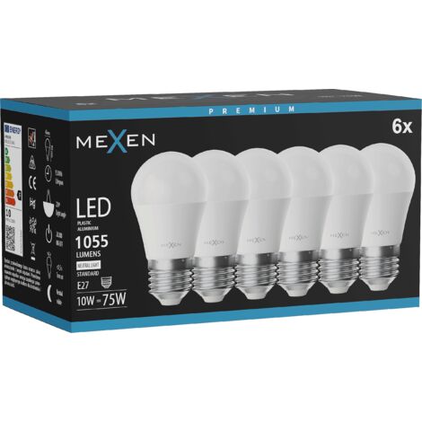 Mexen Nova 6x Ampoule LED E27, G45, 10W, Neutre - 4000K, 1055 lm - L101-E27-1040-01x06