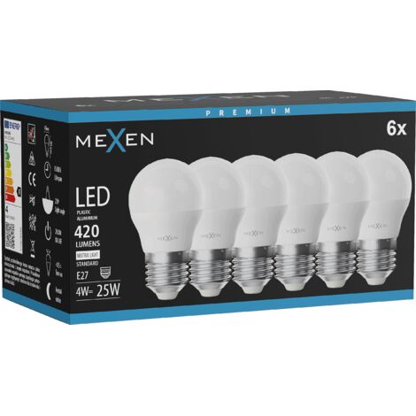 Mexen Nova 6x Ampoule LED E27, G45, 4W, Neutre - 4000K, 420 lm - L101-E27-0440-01x06