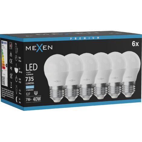 Mexen Nova 6x Ampoule LED E27, G45, 7W, Froid - 6500K, 735 lm - L101-E27-0765-01x06