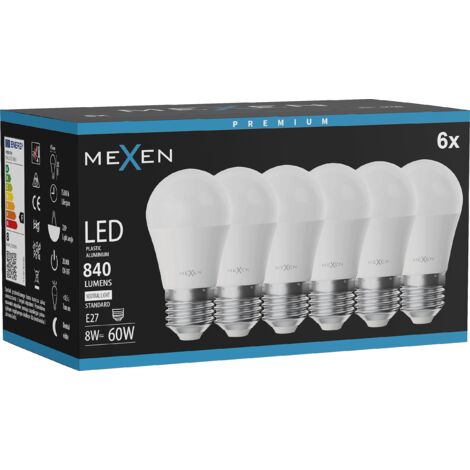 Mexen Nova 6x Ampoule LED E27, G45, 8W, Neutre - 4000K, 840 lm - L101-E27-0840-01x06