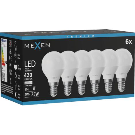 Mexen Nova 6x LED-Glühbirne E14, G45, 4W, Neutral - 4000K, 420 lm - L101-E14-0440-01x06