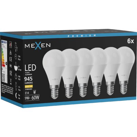 Mexen Nova 6x LED-Glühbirne E14, G45, 9W, Warm - 3000K, 945 lm - L101-E14-0930-01x06