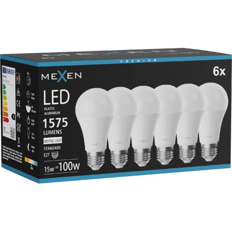 Mexen Nova 6x LED-Glühbirne E27, A60, 15W, Neutral - 4000K, 1575 lm - L100-E27-1540-01x06