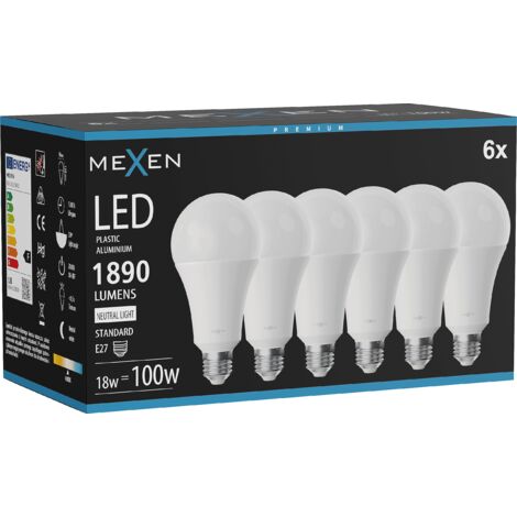 Mexen Nova 6x LED-Glühbirne E27, A70, 18W, Neutral - 4000K, 1890 lm - L100-E27-1840-01x06
