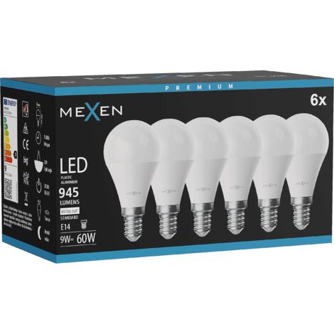 Mexen Nova 6x LED-Lampe E14, G45, 9W, Neutral - 4000K, 945 lm - L101-E14-0940-01x06