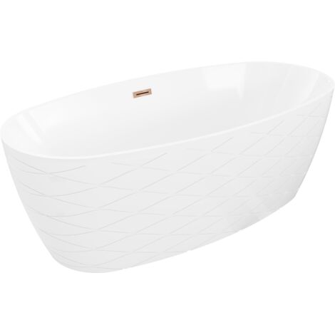 Mexen Olea vasca da bagno indipendente design 170 x 80 cm, bianca, troppo pieno oro rosa - 52821708000-60
