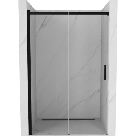 Mexen Omega ausziehbare Duschtür 130 cm, Transparent, Schwarz - 825-130-000-70-00