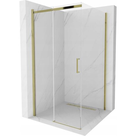 Mexen Omega cabina doccia scorrevole 100 x 100 cm, trasparente, oro - 825-100-100-50-00