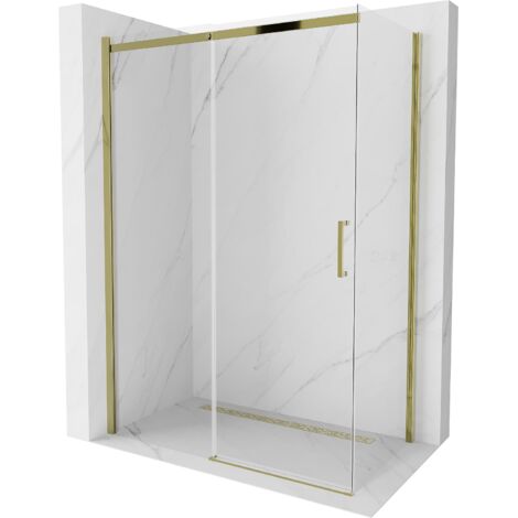 Mexen Omega cabina doccia scorrevole 140 x 80 cm, trasparente, oro - 825-140-080-50-00