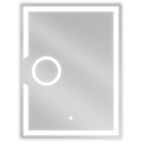Mexen Onyx specchio da bagno retroilluminato con specchietto cosmetico 60 x 80 cm, LED 6000K, antiappannamento