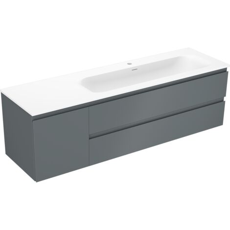 Mexen Orio armadietto da bagno 160 cm con lavabo Vela destro, 2S, 1D, grafite opaco/bianco opaco - 91A13-16047-3-BBFFF66-W23P01