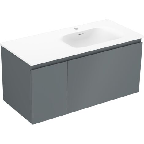 Mexen Orio armario de ba帽o 100 cm con lavabo Vela derecho, 1S, 1D, grafito mate/blanco mate - 91A13-10047-3-BBFF66-W23P01