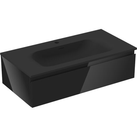 Mexen Orio armario de ba帽o 90 cm con lavabo Vela, 1 caj贸n, negro brillo/negro mate - 91A10-09023-1-BF70-W23M71