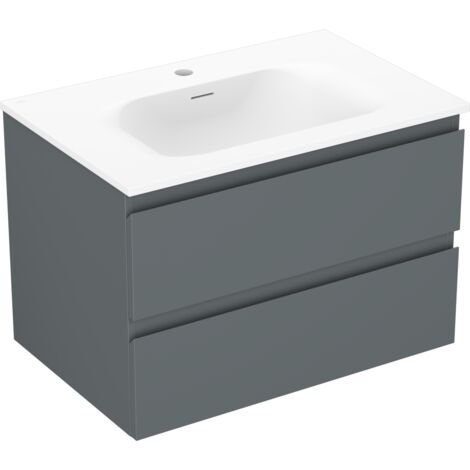 Mexen Orio armario de ba帽o de 70 cm con lavabo Vela, 2 cajones, grafito mate/blanco mate - 91A10-07047-2-BFF66-W23M01