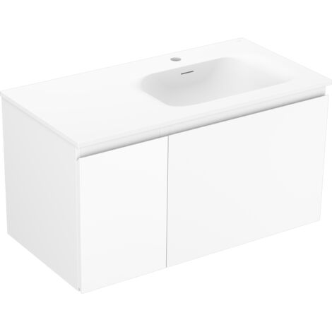 Mexen Orio armario de ba帽o de 90 cm con lavabo Vela derecho, 1S, 1D, blanco mate - 91A13-09047-3-BBFF01-W23P01