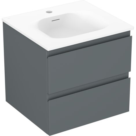Mexen Orio armoire de salle de bain 50 cm avec lavabo Vela, 2 tiroirs, graphite mat/blanc mat - 91A10-05047-2-BFF66-W23M01