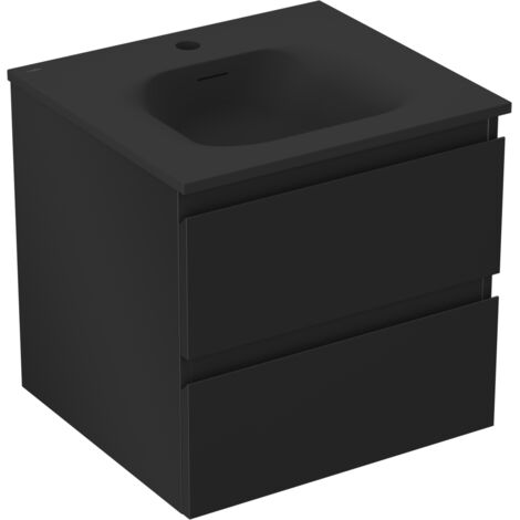 Mexen Orio armoire de salle de bain 50 cm avec lavabo Vela, 2 tiroirs, noir mat - 91A10-05047-2-BFF71-W23M71
