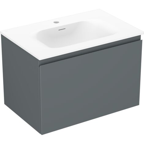 Mexen Orio armoire de salle de bain 70 cm avec lavabo Vela, 1 tiroir, graphite mat/blanc mat - 91A10-07047-1-BF66-W23M01