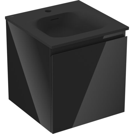 Mexen Orio armoire de salle de bains 45 cm avec lavabo Vela, 1 tiroir, noir brillant/noir mat - 91A10-04547-1-BF70-W23M71