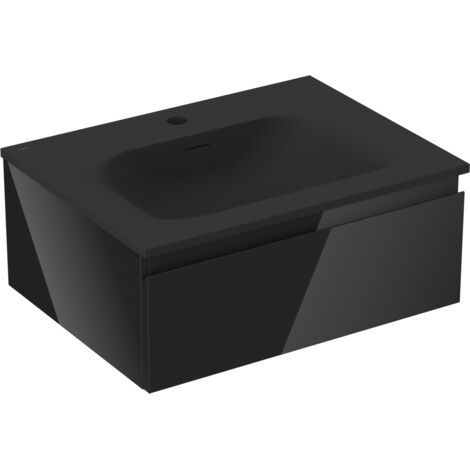 Mexen Orio armoire de salle de bains 60 cm avec lavabo Vela, 1 tiroir, noir brillant/noir mat - 91A10-06023-1-BF70-W23M71