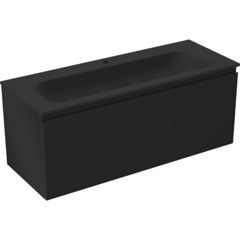 Mexen Orio Badezimmer-Unterschrank 120 cm mit Waschbecken Vela, 1 Schublade, schwarz matt - 91A10-12047-1-BF71-W23M71