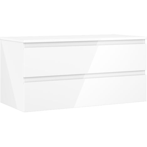 Mexen Orio Badezimmerschrank 100 cm mit Arbeitsplatte, 2 Schubladen, weiß glänzend - 91A10-10047-2-BFFC00