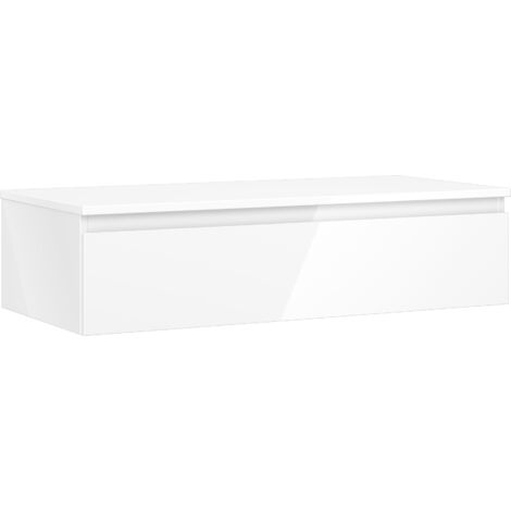 Mexen Orio Badezimmerschrank, 100 cm, mit Platte, 1 Schublade, weiße Hochglanz - 91A10-10023-1-BFC00