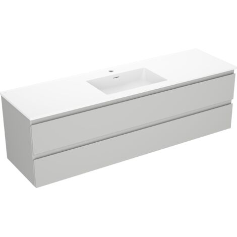Mexen Orio Badezimmerschrank 160 cm mit Waschbecken Otis, 2 Schubladen, grau matt/weiß matt - 91A10-16047-2-BFF62-W18M01