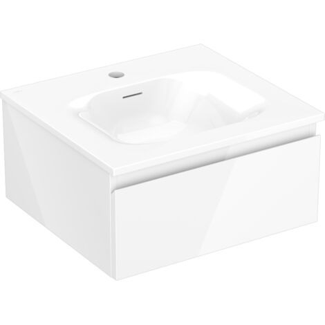Mexen Orio Badezimmerschrank 50 cm mit Vela Waschbecken, 1 Schublade, weiß glänzend - 91A10-05023-1-BF00-W23M00
