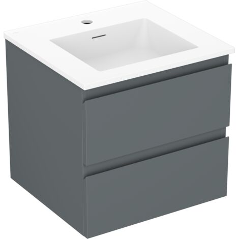 Mexen Orio Badezimmerschrank 50 cm mit Waschbecken Otis, 2 Schubladen, grafit matt/weiß matt - 91A10-05047-2-BFF66-W18M01