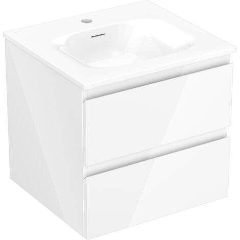 Mexen Orio Badezimmerschrank 50 cm mit Waschbecken Vela, 2 Schubladen, Weiß Glanz - 91A10-05047-2-BFF00-W23M00