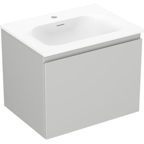 Mexen Orio Badezimmerschrank 60 cm mit Waschbecken Vela, 1 Schublade, grau matt/weiß matt - 91A10-06047-1-BF62-W23M01