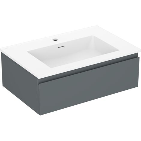 Mexen Orio Badezimmerschrank 70 cm mit Waschtisch Otis, 1 Schublade, Graphit matt/weiß matt - 91A10-07023-1-BF66-W18M01