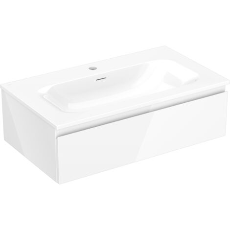 Mexen Orio Badezimmerschrank 80 cm mit Waschbecken Vela, 1 Schublade, weiß glänzend - 91A10-08023-1-BF00-W23M00