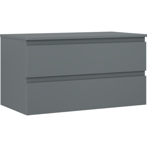 Mexen Orio Badezimmerschrank 90 cm mit Arbeitsplatte, 2 Schubladen, matt Graphit - 91A10-09047-2-BFFC66