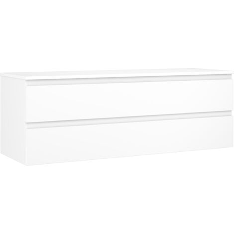 Mexen Orio Badezimmerschrank unter Waschbecken 140 cm mit Arbeitsplatte, 2 Schubladen, weiß matt - 91A10-14047-2-BFFC01