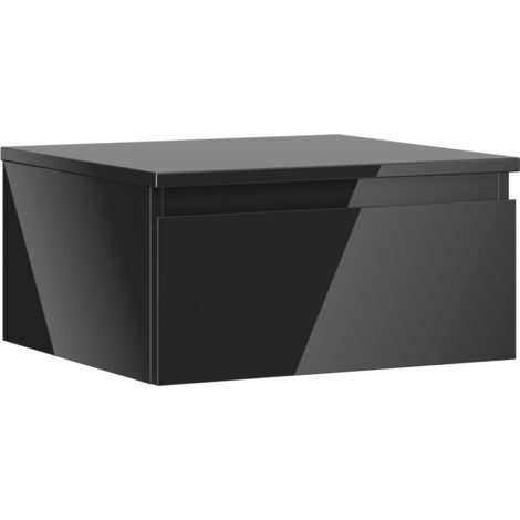 Mexen Orio Badezimmerschrank unter Waschbecken 50 cm mit Arbeitsplatte, 1 Schublade, schwarzer Hochglanz - 91A10-05023-1-BFC70