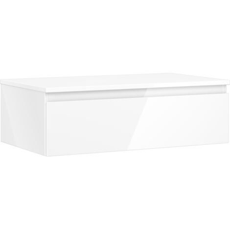 Mexen Orio Badezimmerschrank unter Waschbecken 80 cm mit Platte, 1 Schublade, weiß Hochglanz - 91A10-08023-1-BFC00