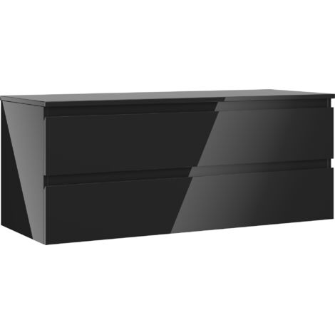 Mexen Orio Badezimmerunterschrank 120 cm mit Platte, 2 Schubladen, schwarz glänzend - 91A10-12047-2-BFFC70