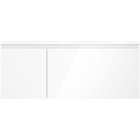 Mexen Orio Badezimmerunterschrank 120 cm mit Waschbecken Vela rechts, 1S, 1D, weiß glänzend - 91A13-12047-3-BBFF00-W23P00