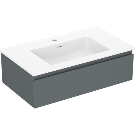 Mexen Orio Badezimmerunterschrank 80 cm mit Waschbecken Otis, 1 Schublade, graphit matt/weiß matt - 91A10-08023-1-BF66-W18M01